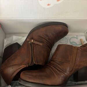 BareTraps Raini Black Leather Zippered Stretch Ankle Booties